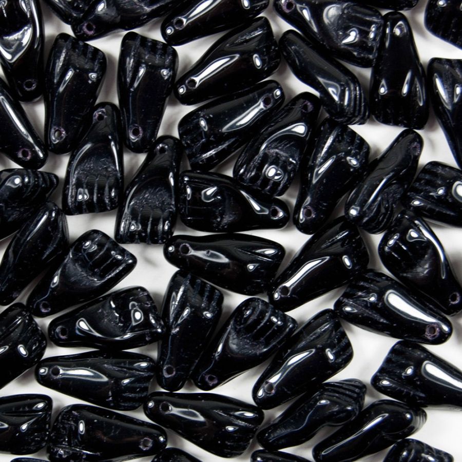 Black Azabache Hand Bead, Czech Glass, 15x7mm (50 Pieces) |
