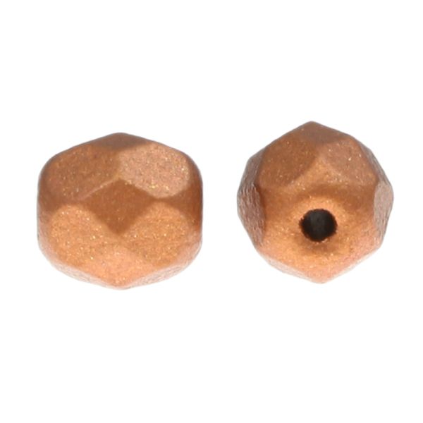 Fire-Polish Glass, Round Faceted Bead-Choose Size (Matte Copper)