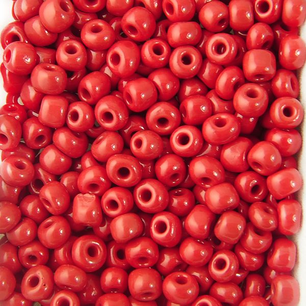 Opaque Seed Beads Size 6/0 -Red, 1LB (500 Grams) 