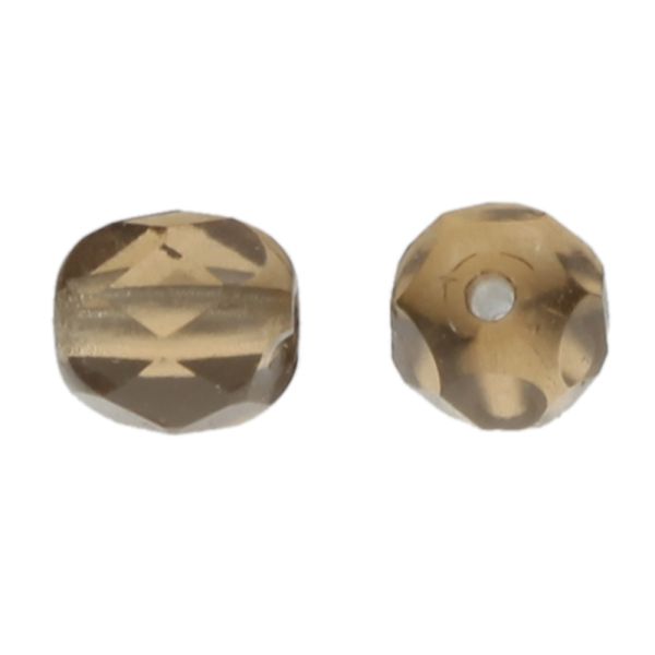 Fire-Polish Glass, Round Faceted Bead-Choose Size (Smoked Topaz)