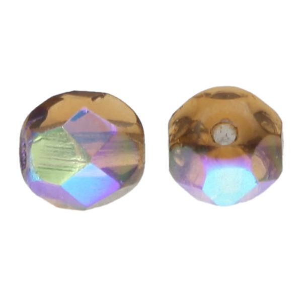 Fire-Polish Glass, Round Faceted Bead-Choose Size (Smoked Topaz AB)