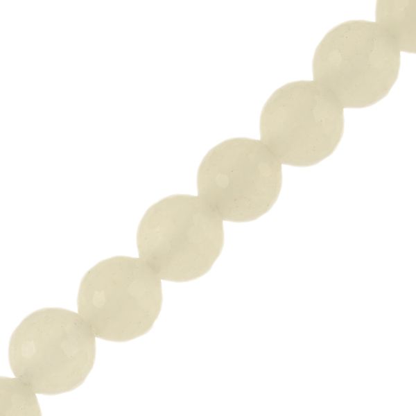 10mm Faceted Round, White Jade (16