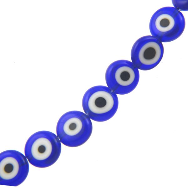 11mm Flat Evil Eye Beads-Dk. Blue (15