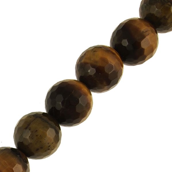 12mm Faceted Round, Tiger Eye (16