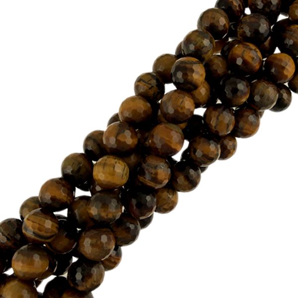 12mm Faceted Round, Tiger Eye (16