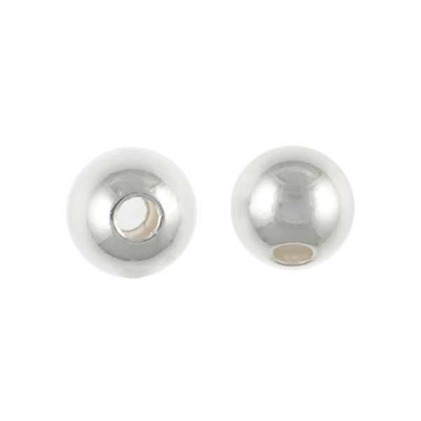 4mm Smooth Round Metal Beads, Sterling Silver Plate (250 pieces)