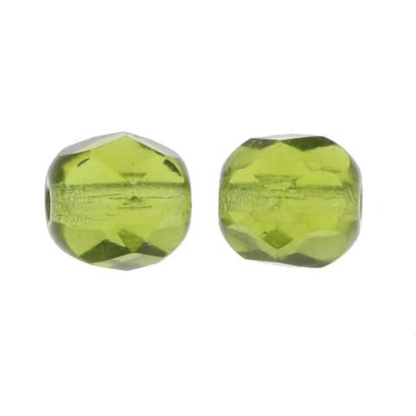 Fire-Polish Glass, Round Faceted Bead-Choose Size (Olivine) 