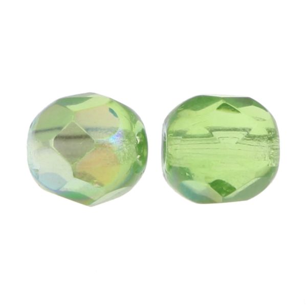 Fire-Polish Glass, Round Faceted Bead-Choose Size (Peridot AB) 