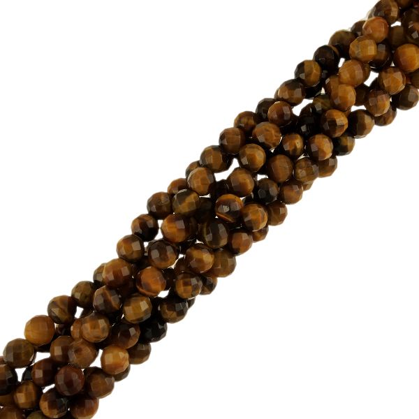6mm Faceted Round, Tiger Eye (16