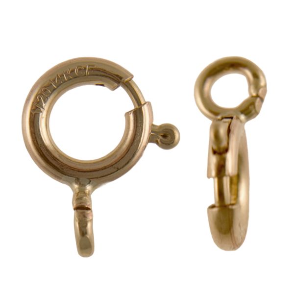 8mm Spring Ring Clasp, with Open Loop, Gold Filled (10 Pieces)