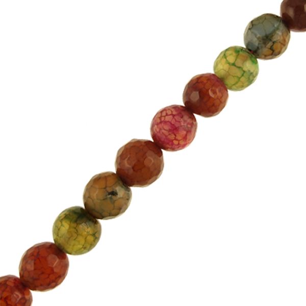 8mm Faceted Multi-Autumn Mosaic Agate (16