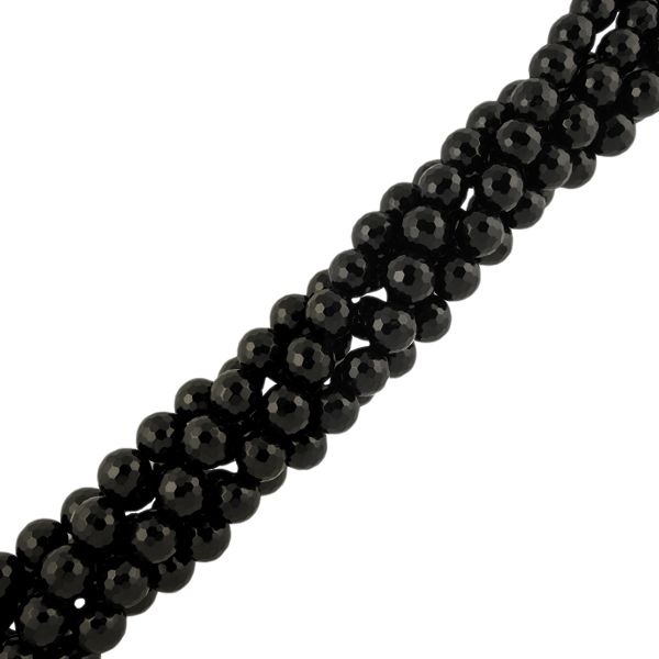 8mm Faceted Round, Black Onyx Beads (16
