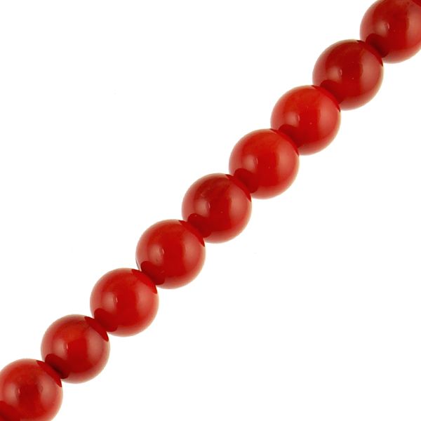 8mm Smooth Round, Red Coral Bamboo Beads (16