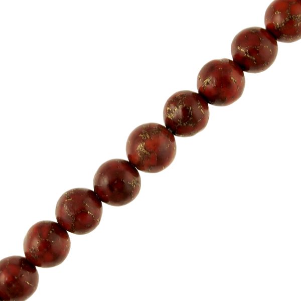 8mm Smooth Round Turquoise Matrix (Red) (16