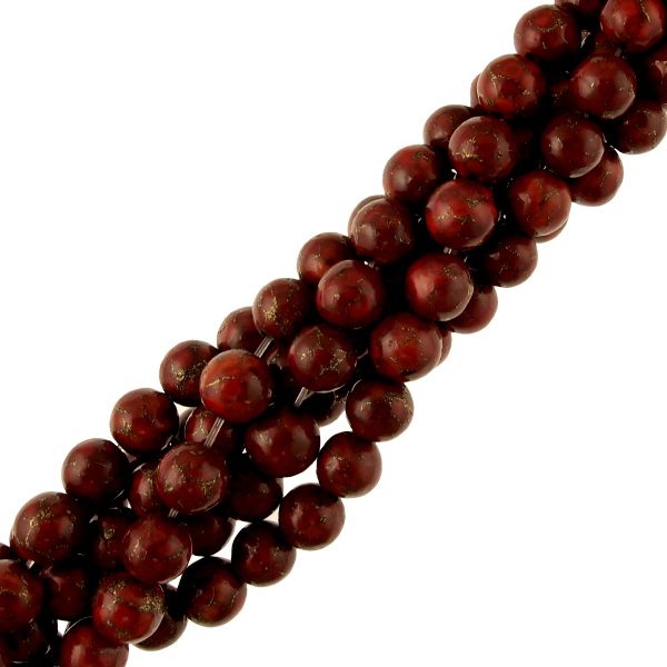 8mm Smooth Round Turquoise Matrix (Red) (16