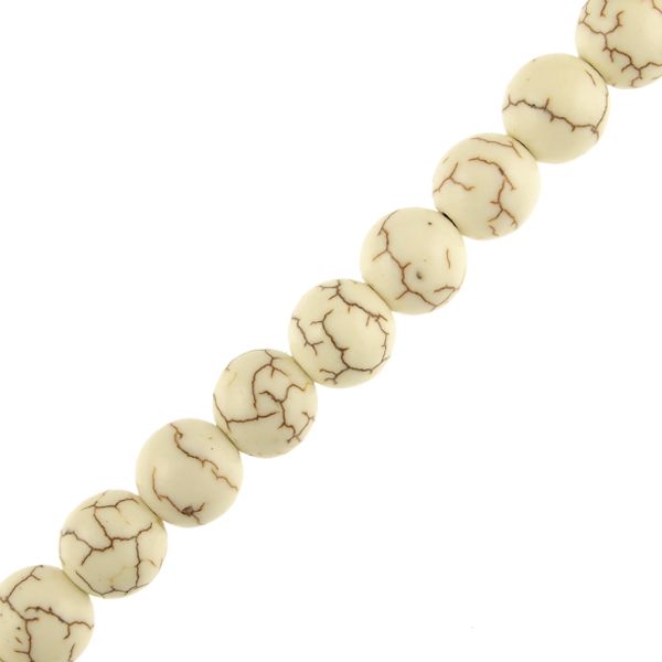 8mm Smooth Round White Stabilized Turquoise (16