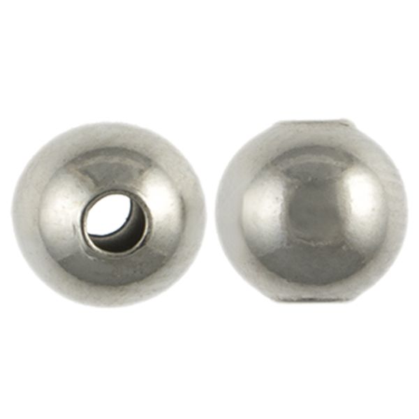 8mm Smooth Round Metal Beads, Imitation Rhodium (36 pieces)