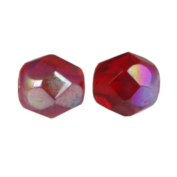 Fire-Polish Glass, Round Faceted Bead-Choose Size (Siam AB) 