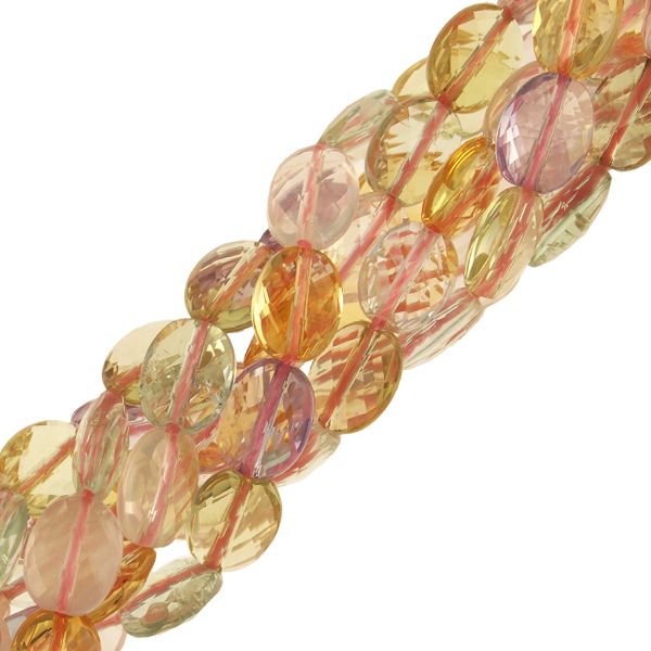 9x7mm Flat Faceted Oval Mixed Citrine, Amethyst, Peridot (16