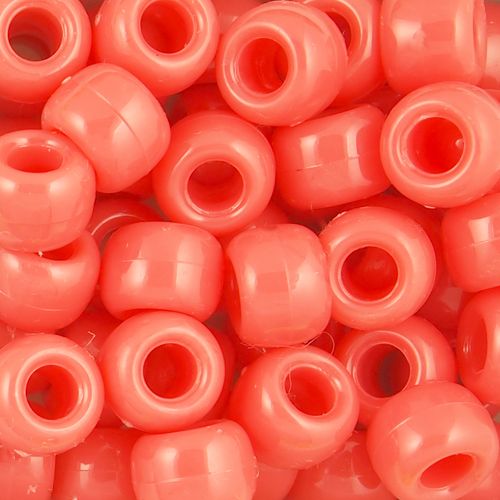 Pony Beads, 9x6mm, Opaque Coral (650 Pieces)