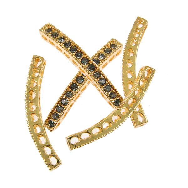 Rhinestone Bar (Blk Diamond/Gold) (6 Pieces)