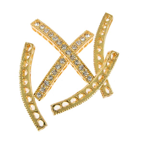 Rhinestone Bar (Crystal/Gold) (6 Pieces)