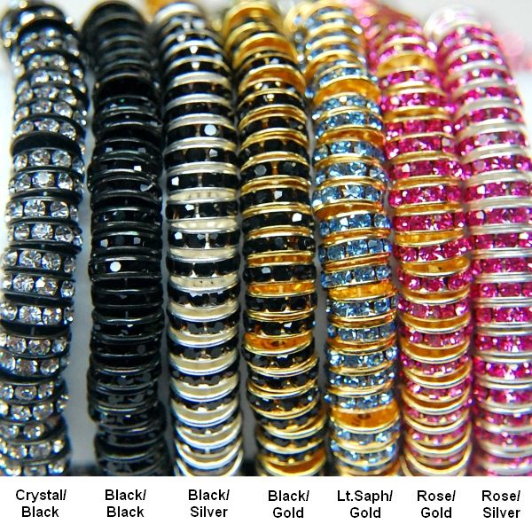 8MM Rhinestone Rondelles (BULK) Choose Color (144 Pieces)