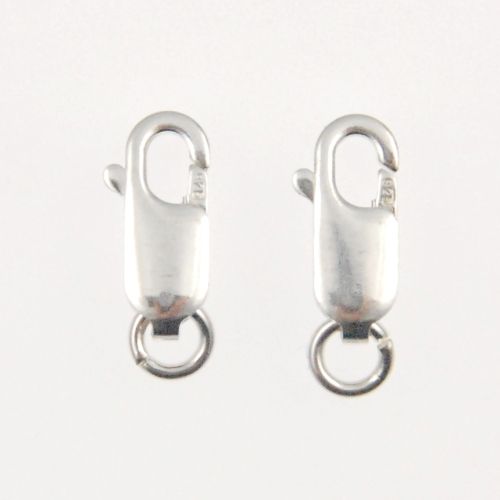 10mm Lobster Claw Clasp with Ring, Sterling Silver (10 Pieces)