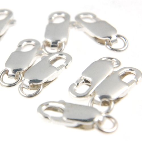 10mm Lobster Claw Clasp with Ring, Sterling Silver (10 Pieces)