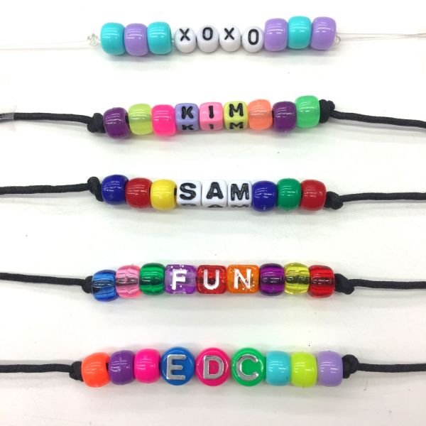 Assorted Letter Beads, 10mm Round, Bright Opaque Multi-Color with Silver Letters (500 Pieces)