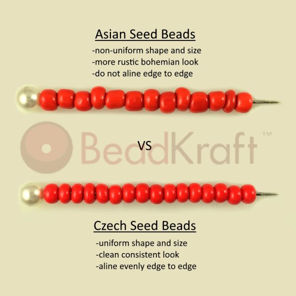 Czech Round Seed Beads, Glass, Red with Black & White Stripes, Choose Size