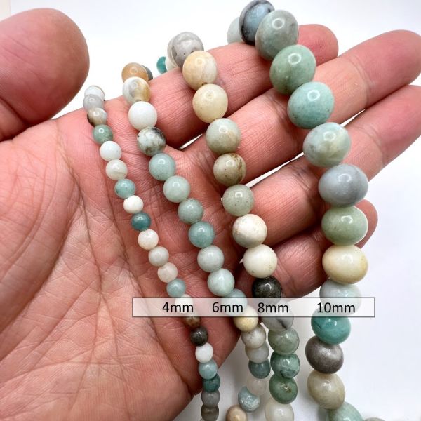 6mm Smooth Round Black Cloudy Amazonite Beads (16