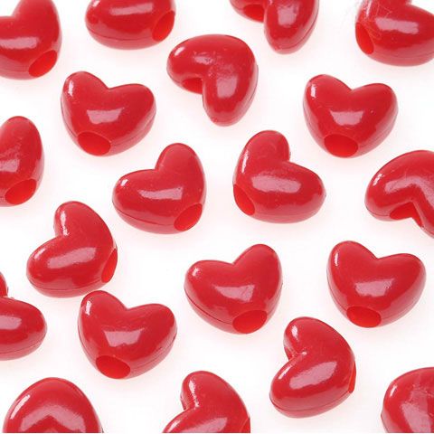 Red Opaque - Heart Pony Beads (200 Pieces)