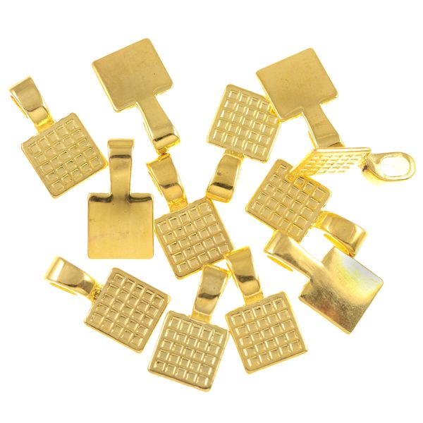 Square Glue-on Bail, 24x13mm, Gold (12 Pieces)