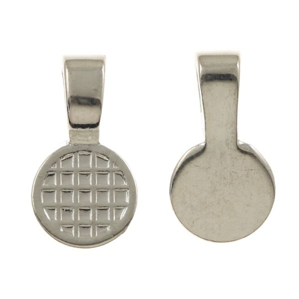 Round Glue-on Bail, 24x13mm, Silver (12 Pieces)