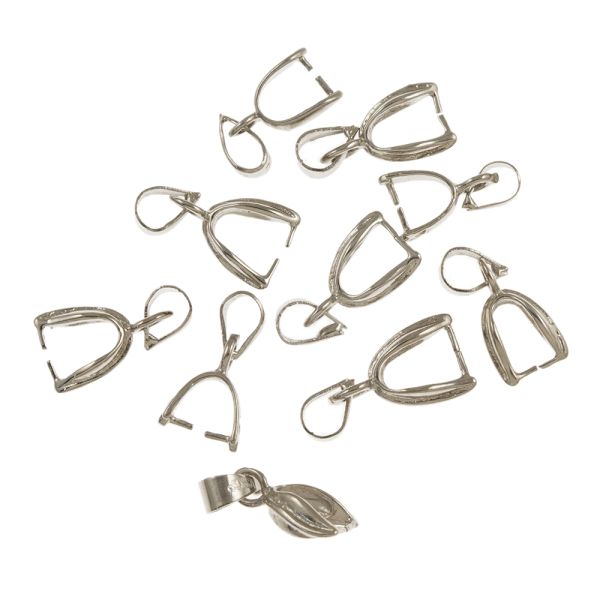 Small Leaf Pendant Bail, 15mm, Silver (12 Pieces) 