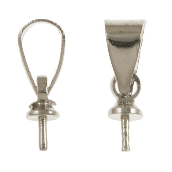 Pendant Bail with Peg, 12mm, Silver (24 Pieces)