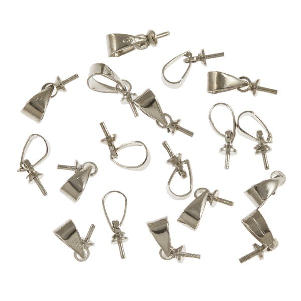 Pendant Bail with Peg, 12mm, Silver (24 Pieces)