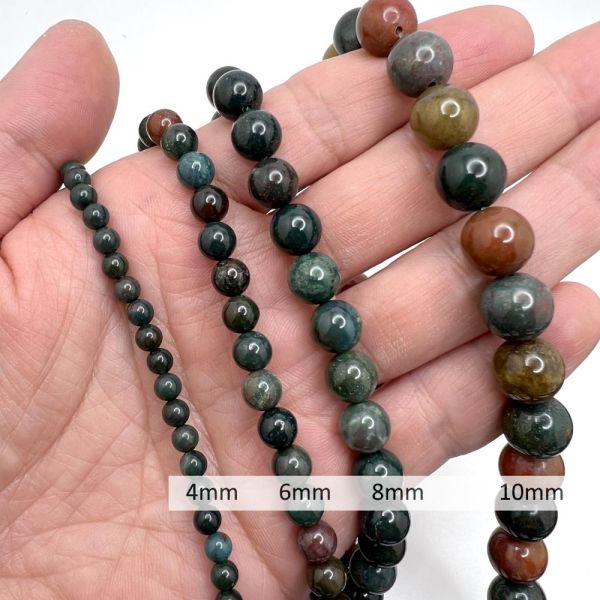 8mm Smooth Round, Bloodstone Beads (16