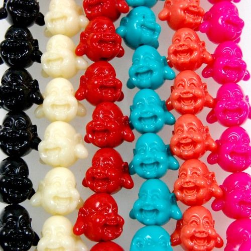 14mm Buddha Head Bead-Coral (32 Pieces)