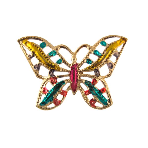 Vintage Colored Butterfly Stampings Gold Plated Charms - 44mm x 32mm (36PCS)