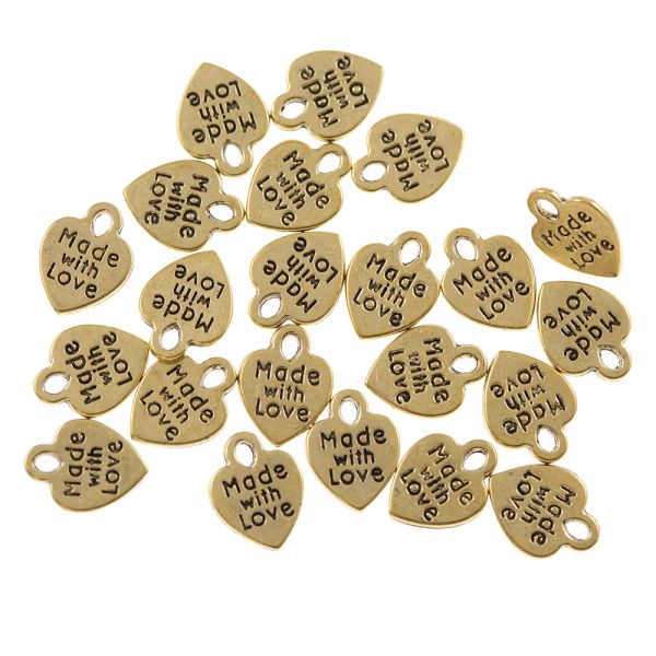 Made with Love Metal Charms (Gold) (35 PCS)