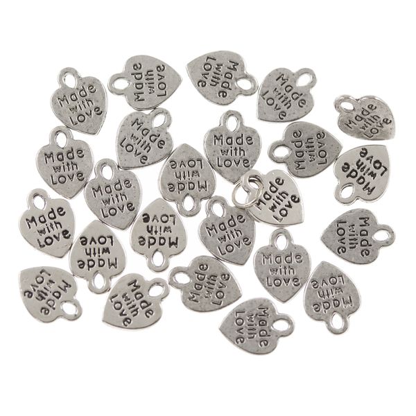 Made with Love Metal Charms (Silver) (35 PCS)