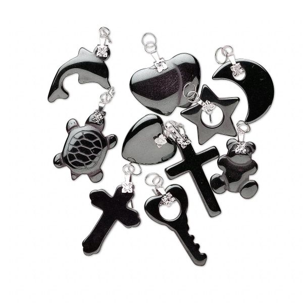 Hemalyke? Pendant Mix, Silver-finished and/or Imitation Rhodium-Plated Steel, 12mm-35x25mm (10 Pieces) 
