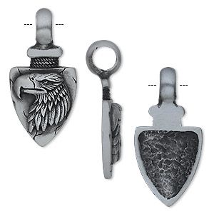 Almost Jewelry? Arrowhead with Eagle Head Design, Antiqued Pewter (Zinc-based alloy), 42x22mm (1 Piece) 