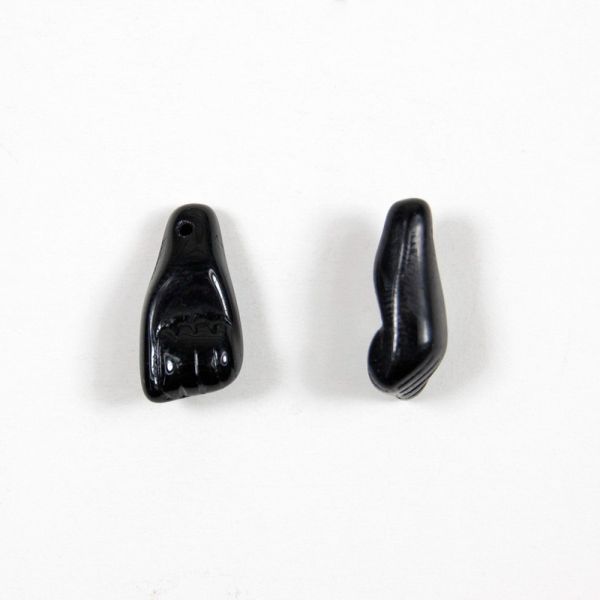 Black Azabache Hand Bead, Czech Glass, 15x7mm (50 Pieces)	
