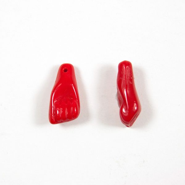 Red Azabache Hand Bead, Czech Glass, 15x7mm (50 Pieces)	