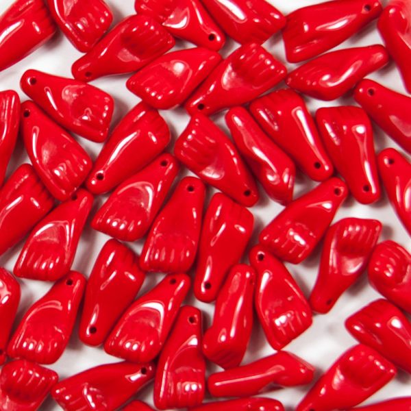 Red Azabache Hand Bead, Czech Glass, 15x7mm (50 Pieces)	