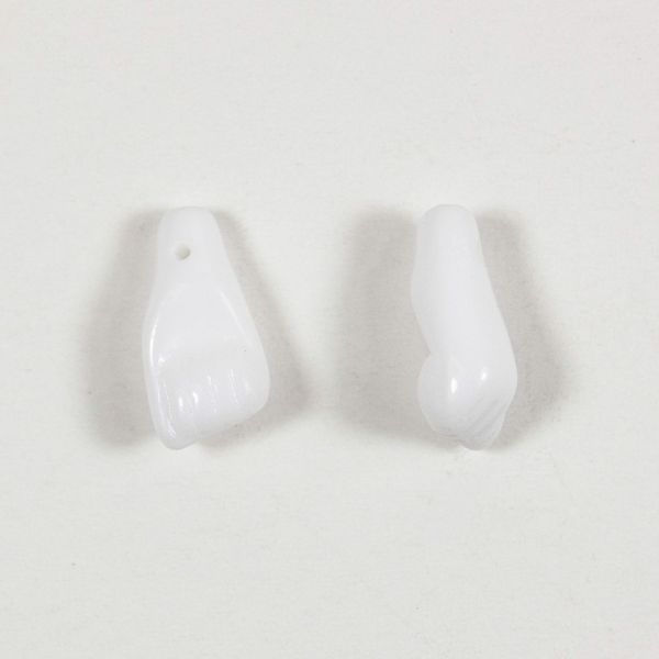 White Azabache Hand Bead, Czech Glass, 15x7mm (50 Pieces)	