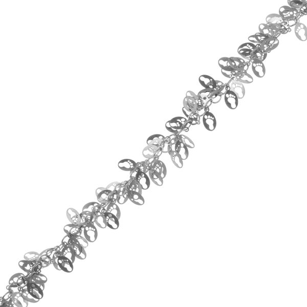 Chain with Footprint Charms, Steel, Silver (Per Foot)